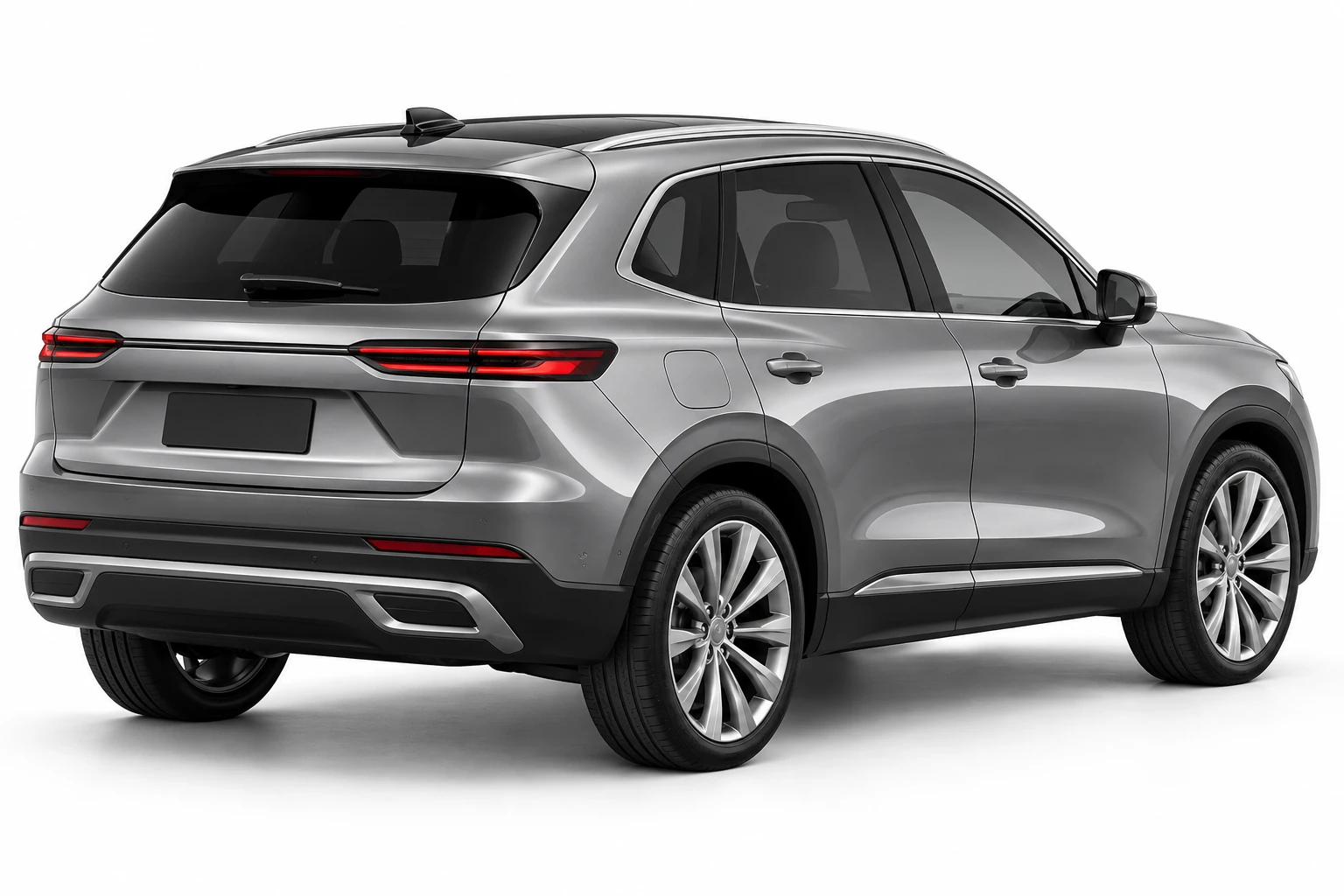 Illustrative graphite crossover viewed from the rear three-quarter angle